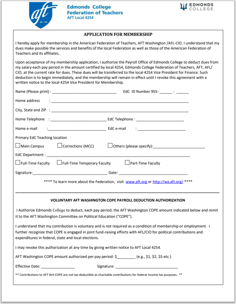 Picture of AFT Application document.